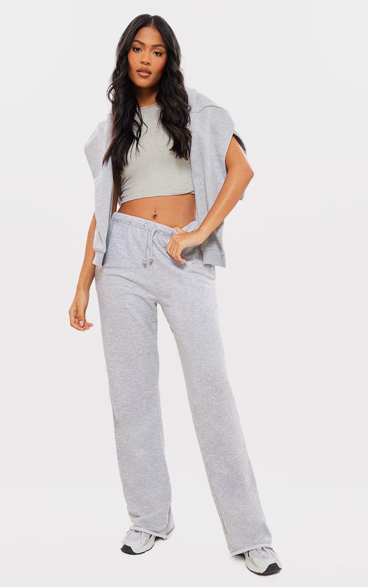 Pretty Little Thing Tall Grey Marl Basic Raw Hem Sweatpants