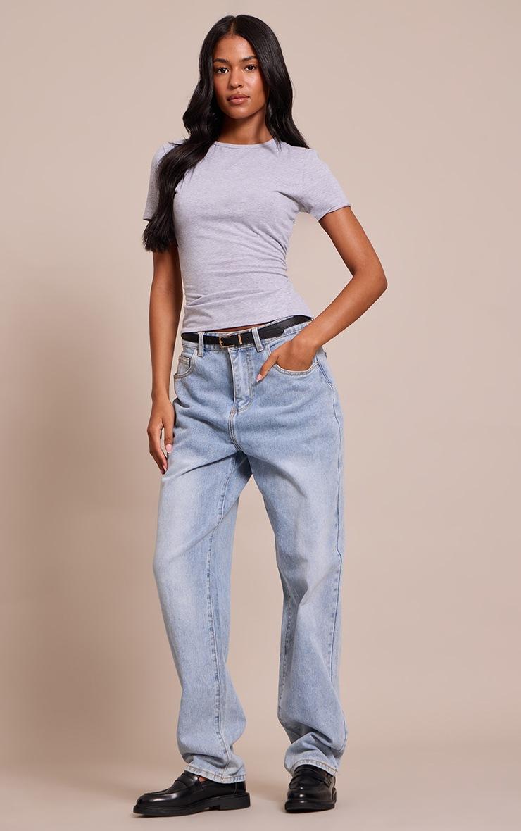 Pretty Little Thing Tall Grey Marl Cotton Crew Neck Longline Short Sleeve T-shirt