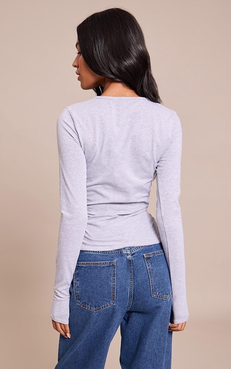 Pretty Little Thing Tall Grey Marl Crew Neck Cotton Long Sleeve Top