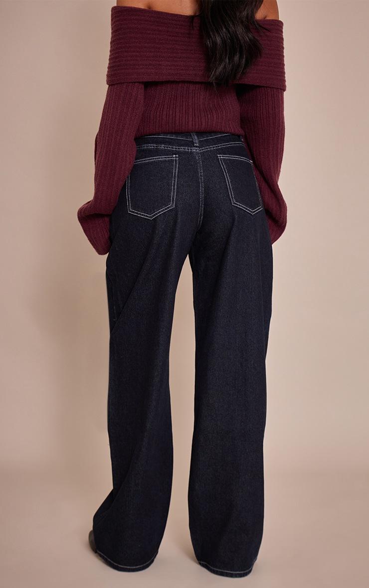 Pretty Little Thing Tall Indigo Dipped Back Waistband Boyfriend Jeans