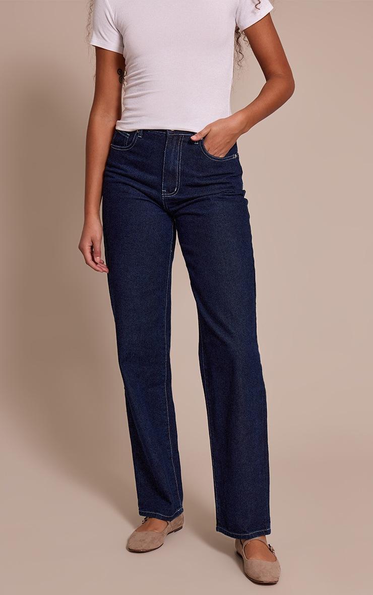 Pretty Little Thing Tall Indigo Mid Rise Wide Leg Jean