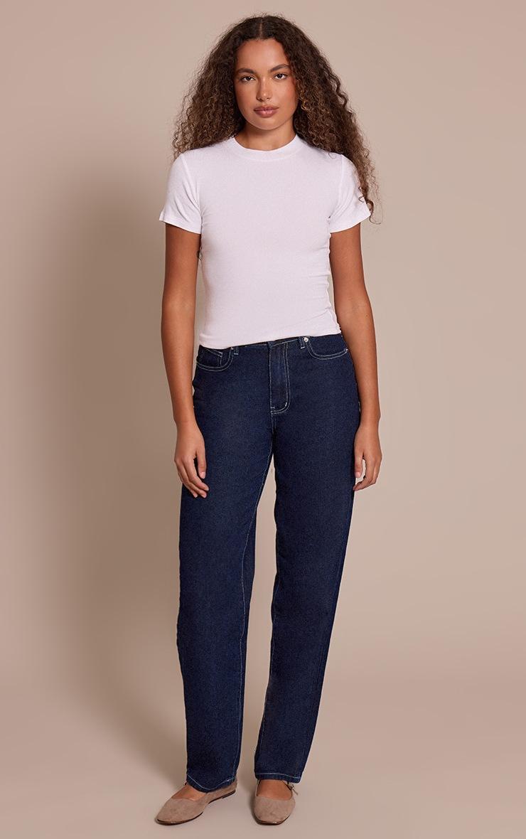 Pretty Little Thing Tall Indigo Mid Rise Wide Leg Jean