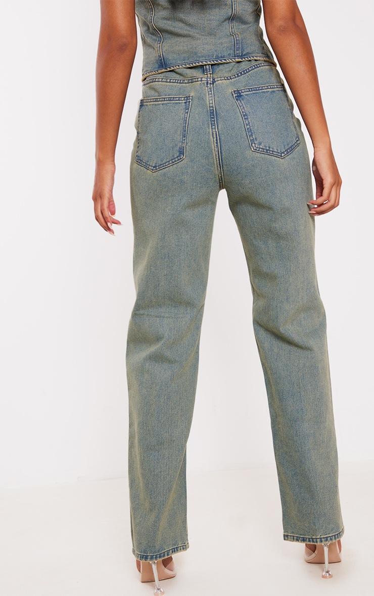 Pretty Little Thing Tall Indigo Vintage Wash High Waist Paneled Seam Detail Jeans