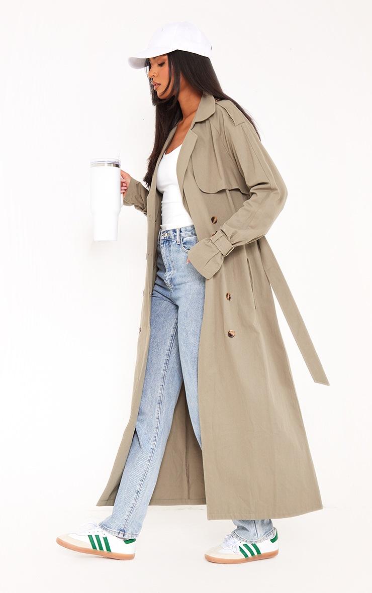 Pretty Little Thing Tall Khaki Panel Detail Belted Trench Coat