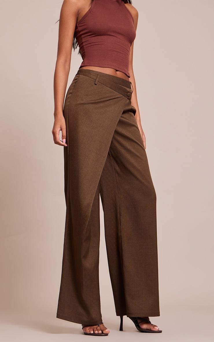 Pretty Little Thing Tall Khaki Woven Wrap Front Pants