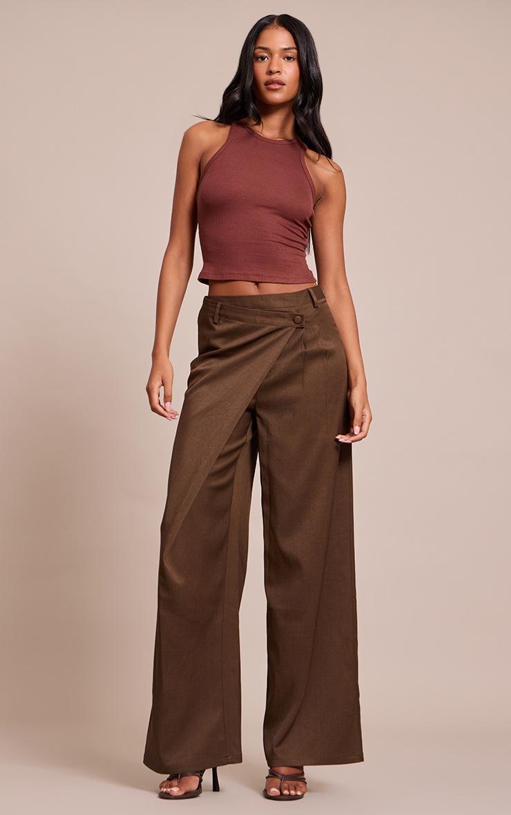 Pretty Little Thing Tall Khaki Woven Wrap Front Pants