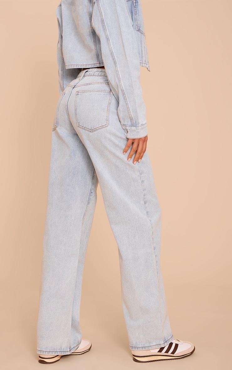 Pretty Little Thing Tall Light Blue Straight Leg High Rise Jeans