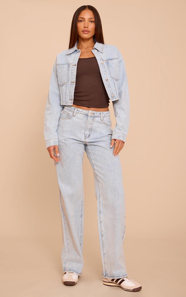 Pretty Little Thing Tall Light Blue Straight Leg High Rise Jeans