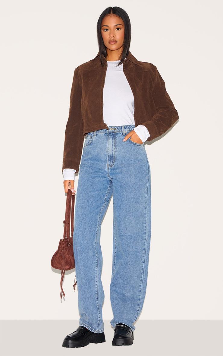 Pretty Little Thing Tall Mid Blue Wash High Waist Boyfriend Jeans