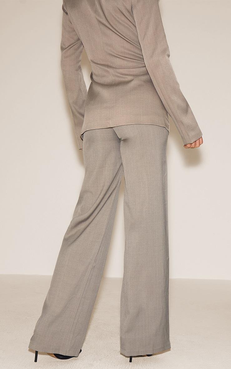 Pretty Little Thing Tall Mocha Premium Tailored Woven Seam Detail Wide Leg Pants