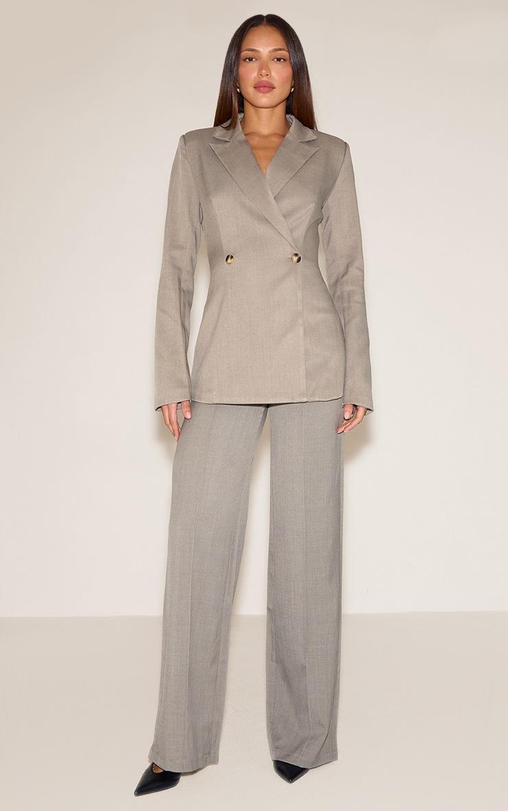 Pretty Little Thing Tall Mocha Premium Tailored Woven Seam Detail Wide Leg Pants