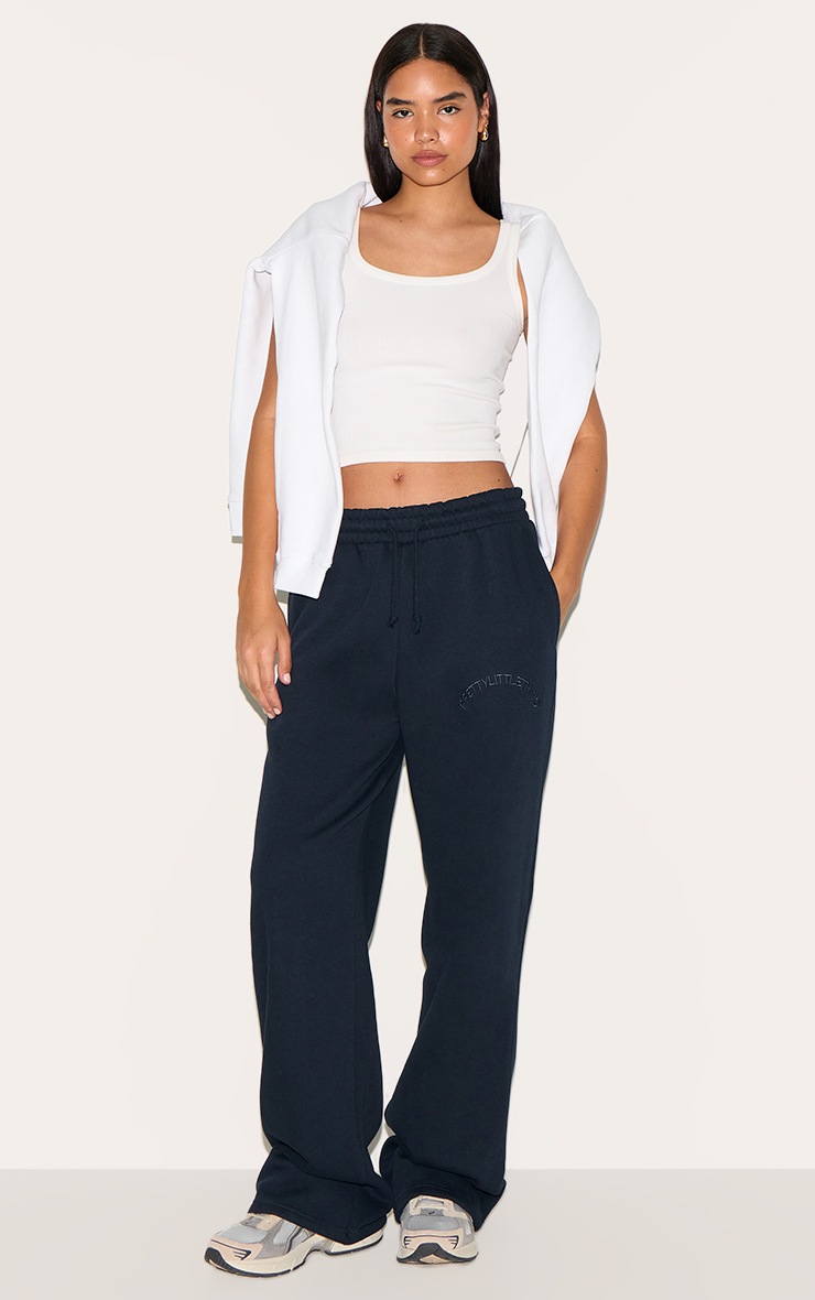 Pretty Little Thing Tall Navy Drawstring Wide Leg Sweatpants