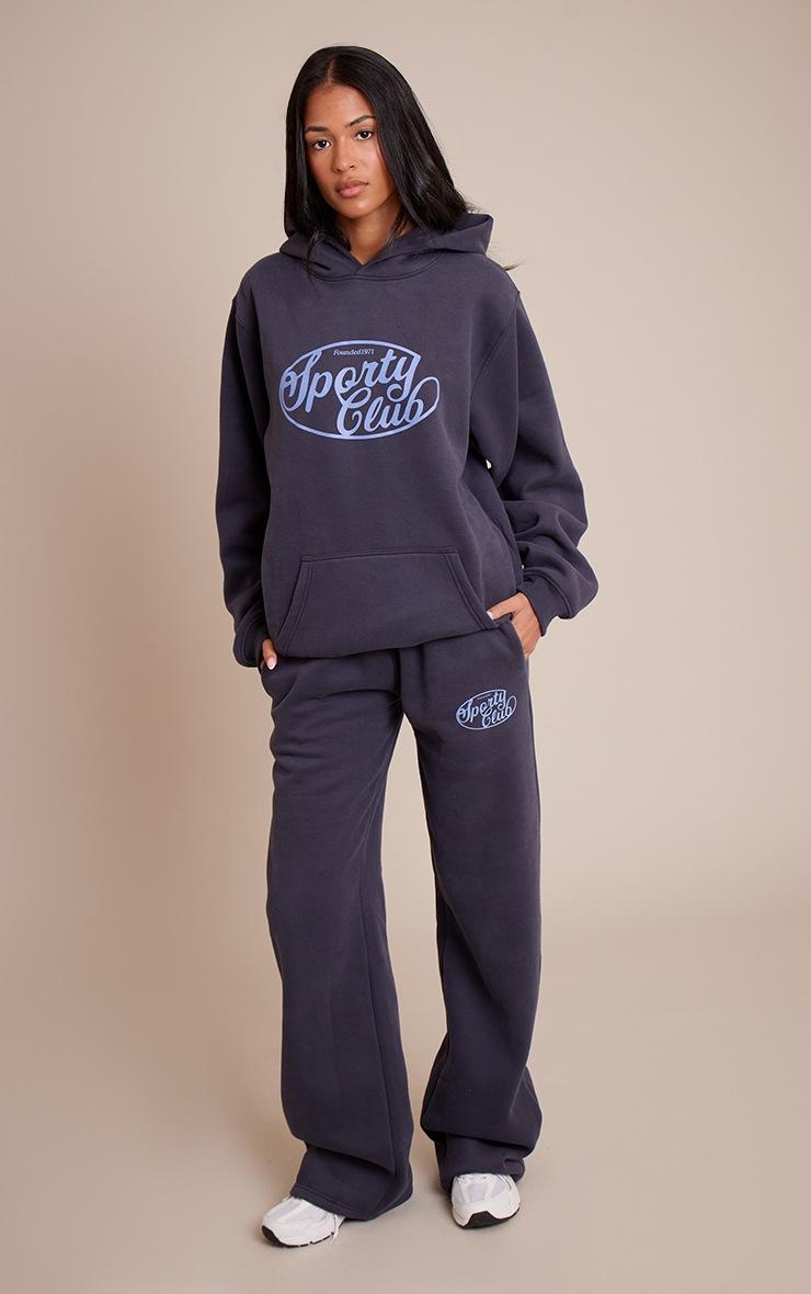 Pretty Little Thing Tall Navy Sports Club Cotton Fleece Oversized Pull Over Hoodie