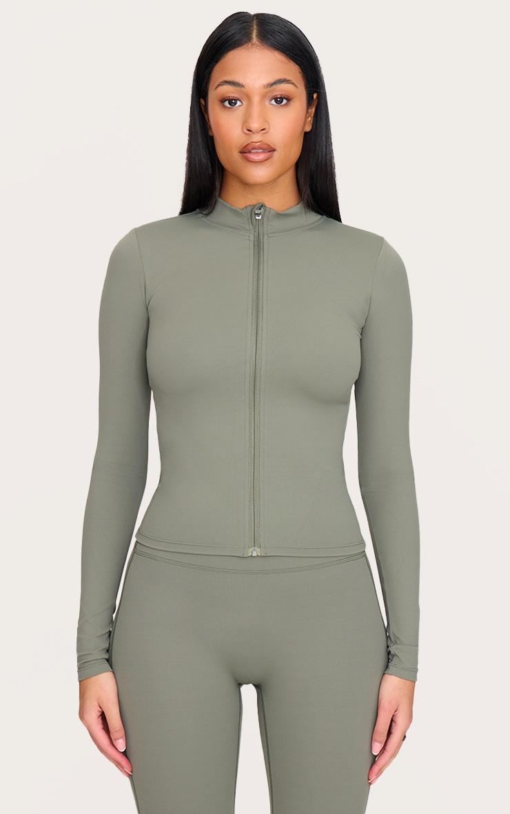 Pretty Little Thing Tall Olive Basic Sculpt Zip Jacket