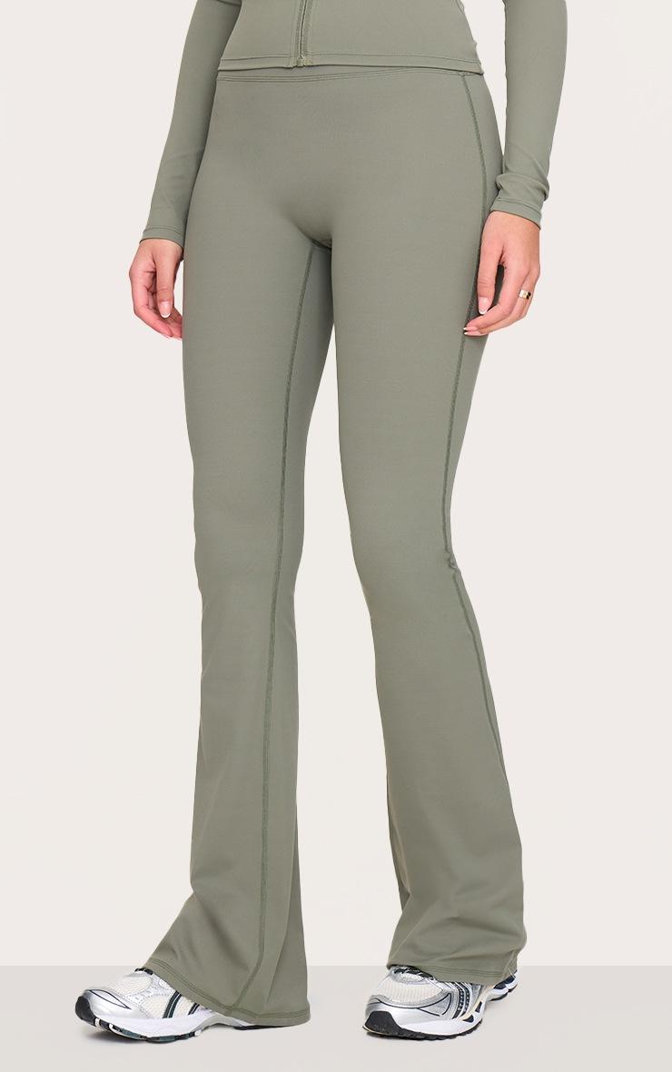 Pretty Little Thing Tall Olive Sculpt High Waisted Flared Yoga Pants