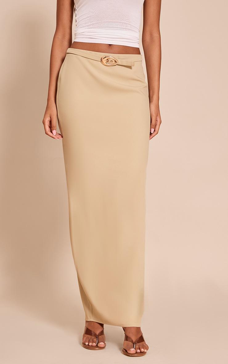 Pretty Little Thing Tall Sage Green Woven Belted Column Maxi Skirt