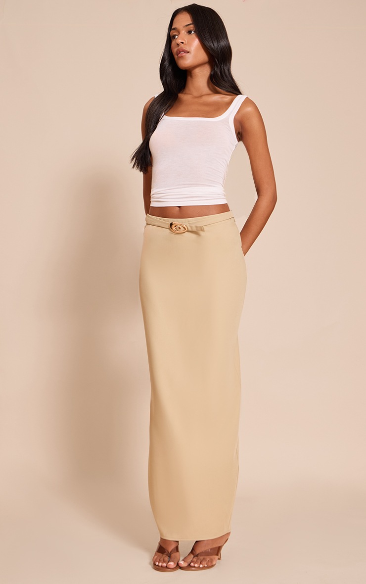 Pretty Little Thing Tall Sage Green Woven Belted Column Maxi Skirt