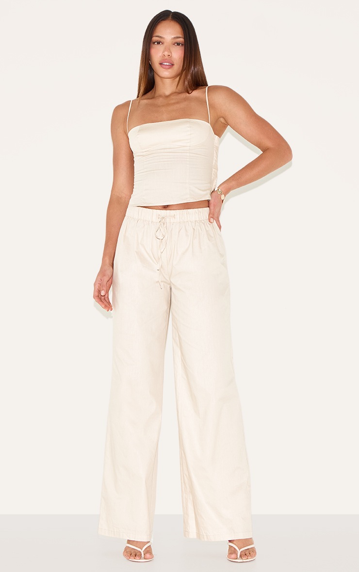 Pretty Little Thing Tall Sand Drawstring Woven Wide Leg Pants