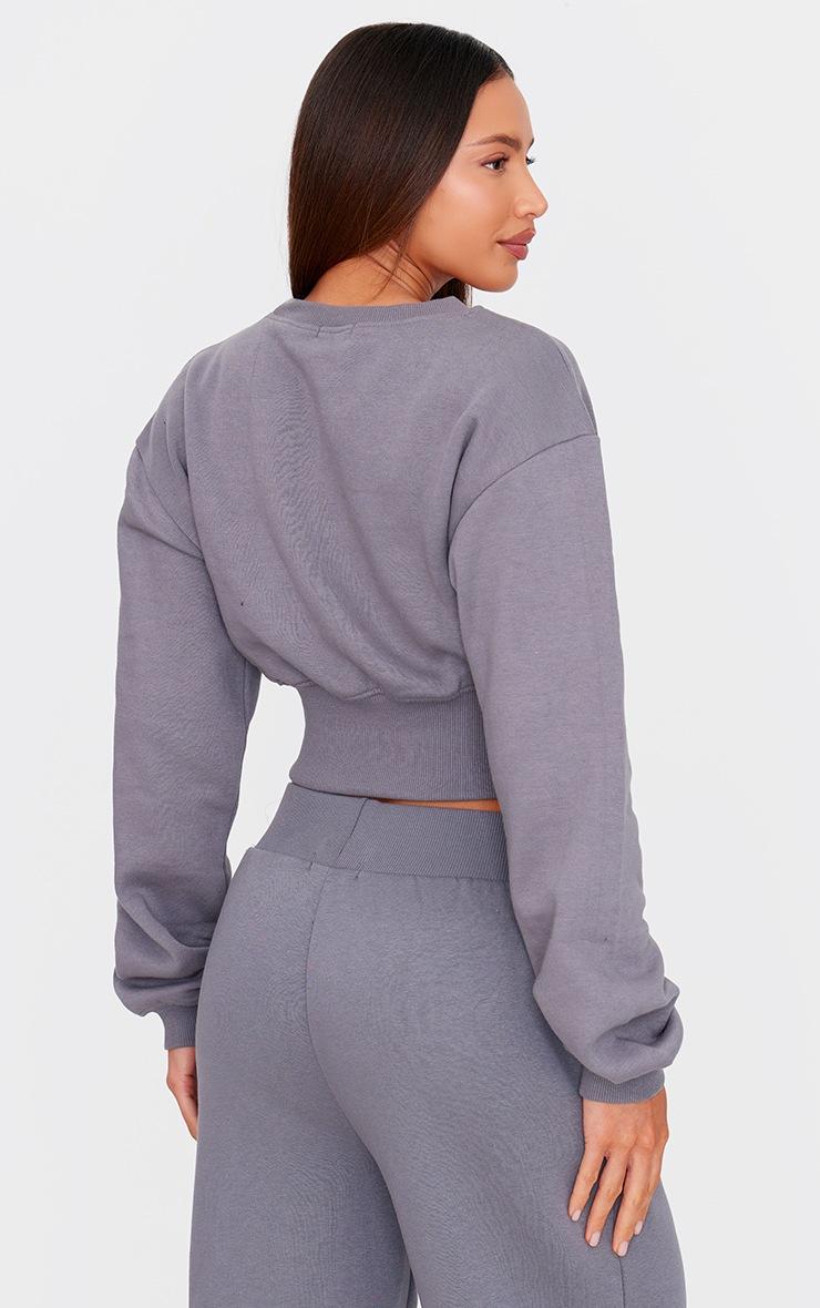 Pretty Little Thing Tall Steel Blue Cropped Oversized Sweatshirt