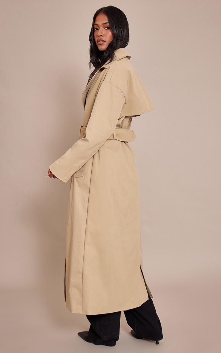 Pretty Little Thing Tall Stone Tie Waist Trench Coat