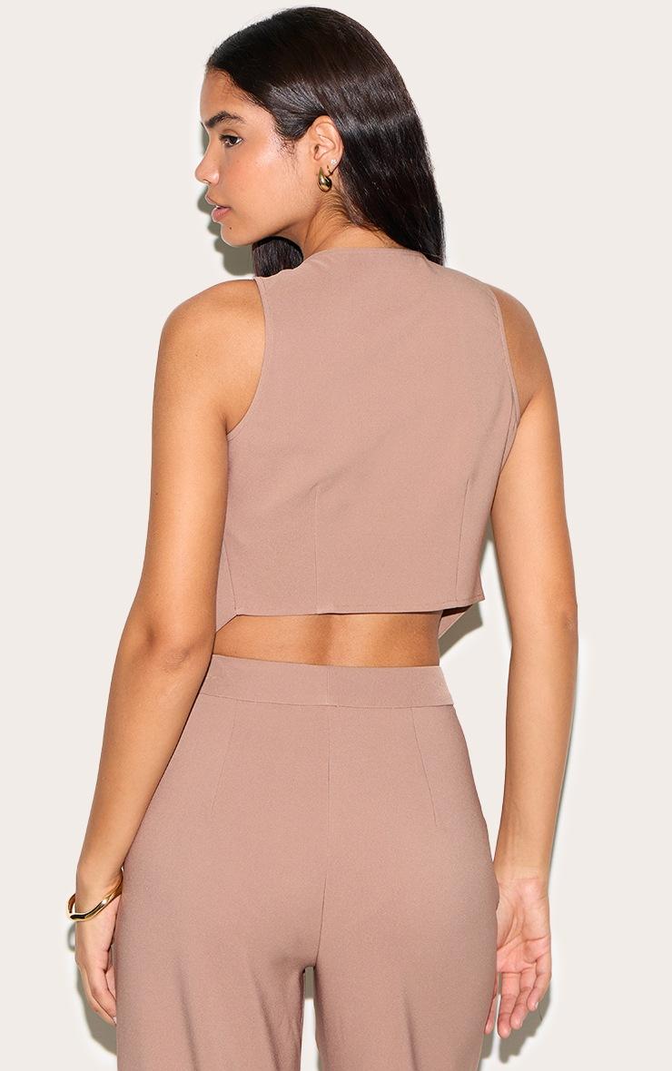 Pretty Little Thing Tall Taupe Asymmetric Button Detail Vest