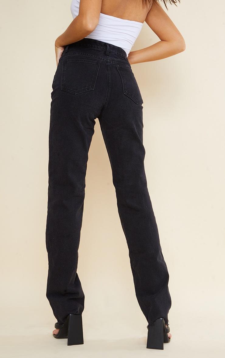 Pretty Little Thing Tall Washed Black High Waist Long Leg Straight Jeans