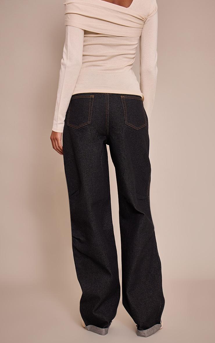 Pretty Little Thing Tall Washed Black High Waist Turn Up Hem Barrel Style Jean