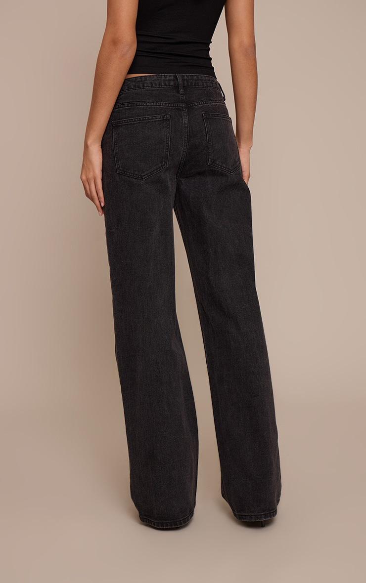 Pretty Little Thing Tall Washed Black Mid Rise Straight Leg Denim Jeans