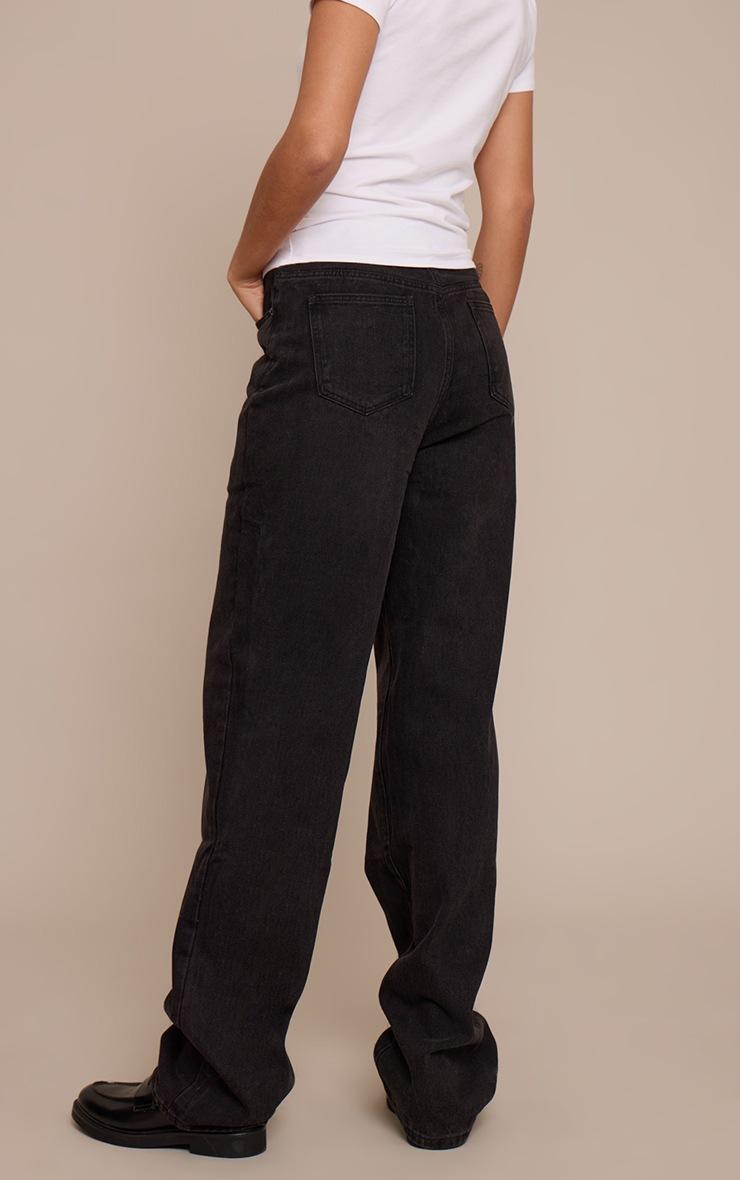 Pretty Little Thing Tall Washed Black Straight Leg Denim Jeans