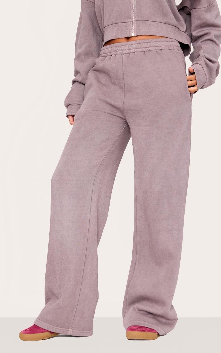 Pretty Little Thing Tall Washed Brown Drawstring Wide Leg Sweatpants