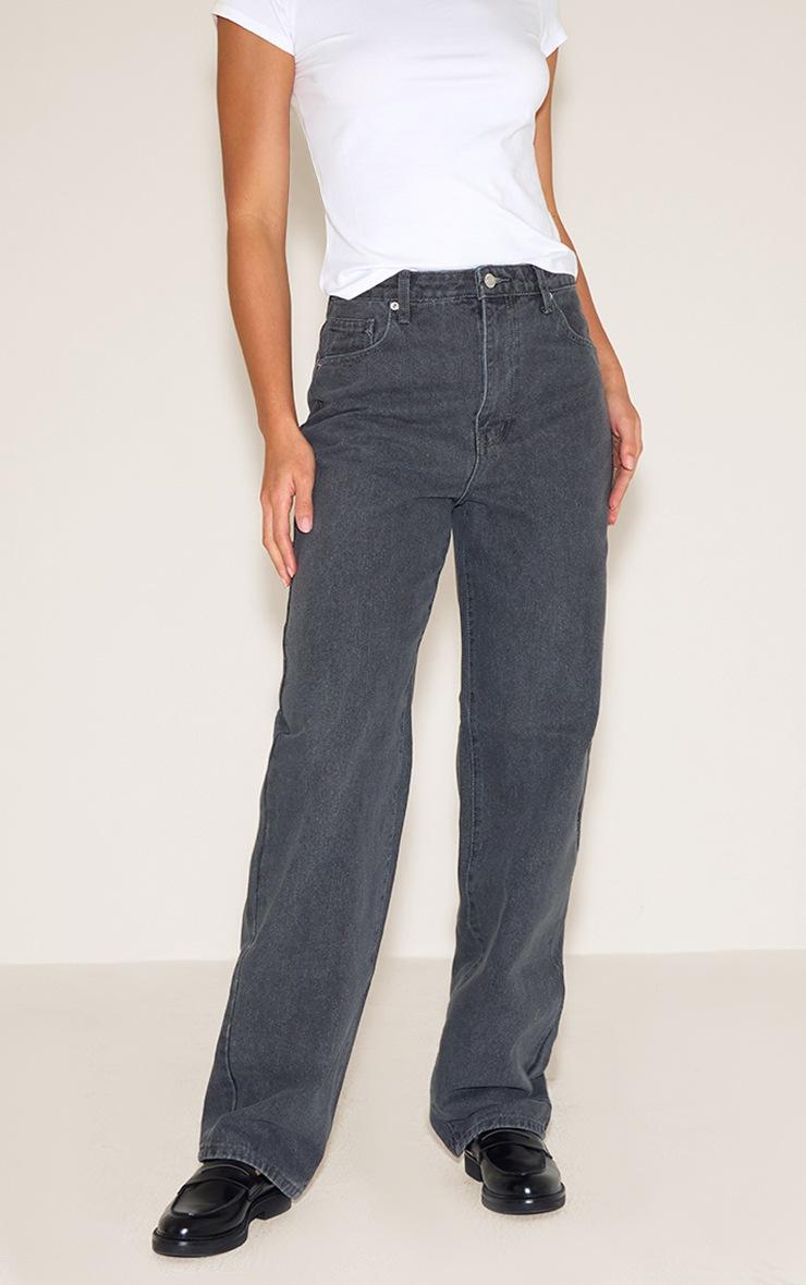Pretty Little Thing Tall Washed Grey High Waist Boyfriend Jeans