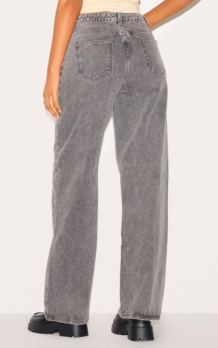 Pretty Little Thing Tall Washed Grey Low Rise Straight Leg Jeans