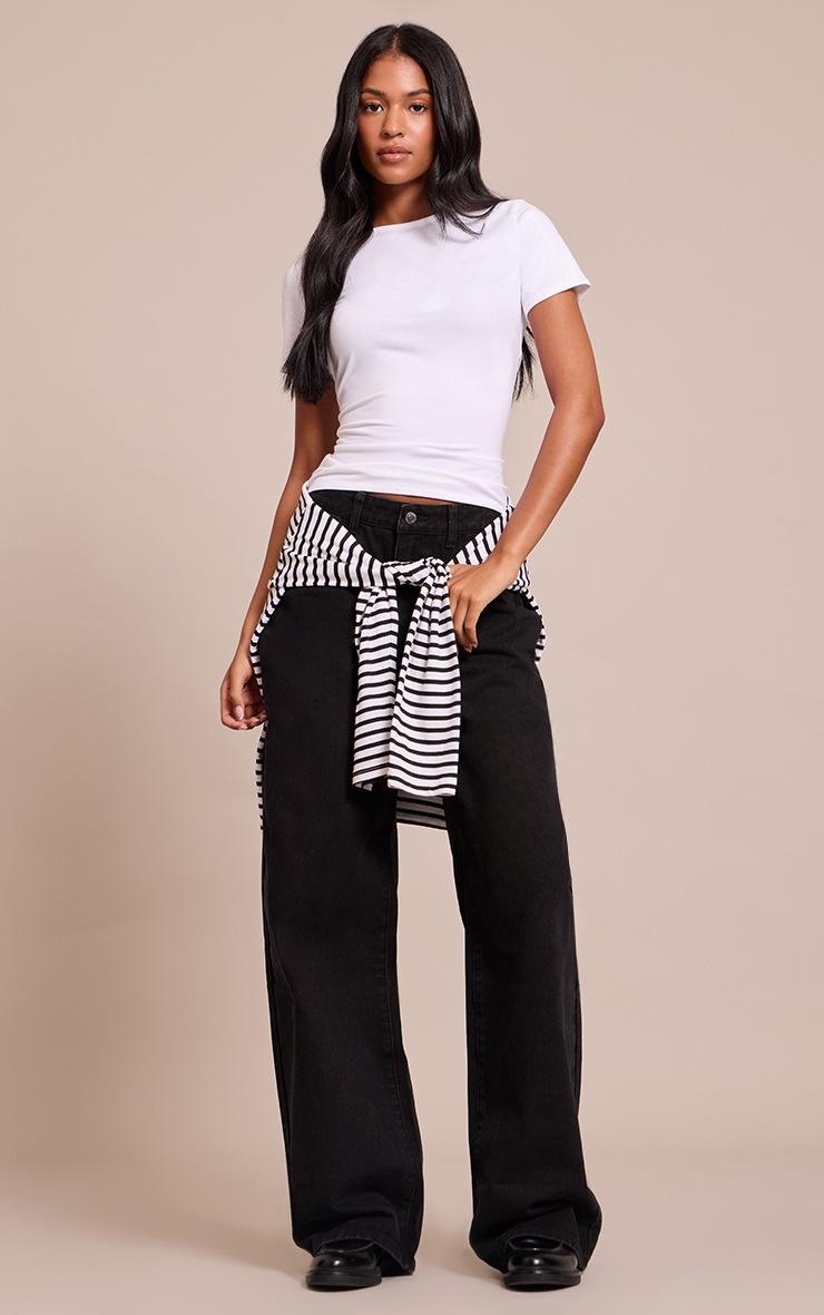 Pretty Little Thing Tall White Cotton Crew Neck Longline Short Sleeve T-shirt