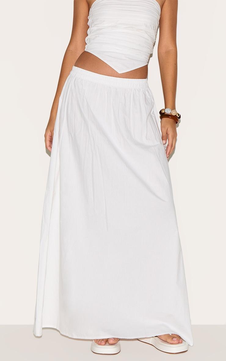 Pretty Little Thing Tall White Cotton Poplin A-line Maxi Skirt