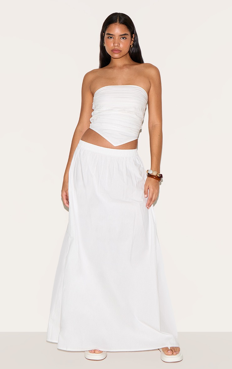 Pretty Little Thing Tall White Cotton Poplin A-line Maxi Skirt