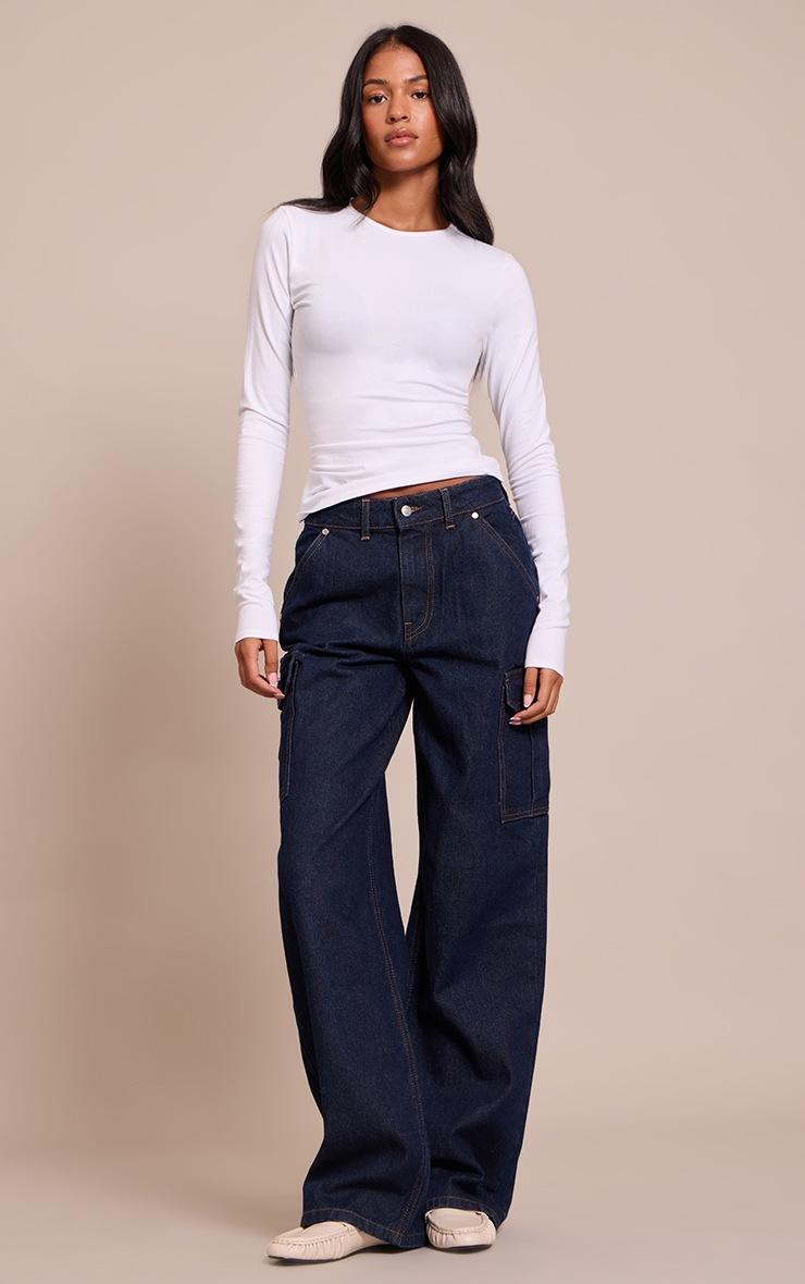 Pretty Little Thing Tall White Crew Neck Cotton Long Sleeve Top