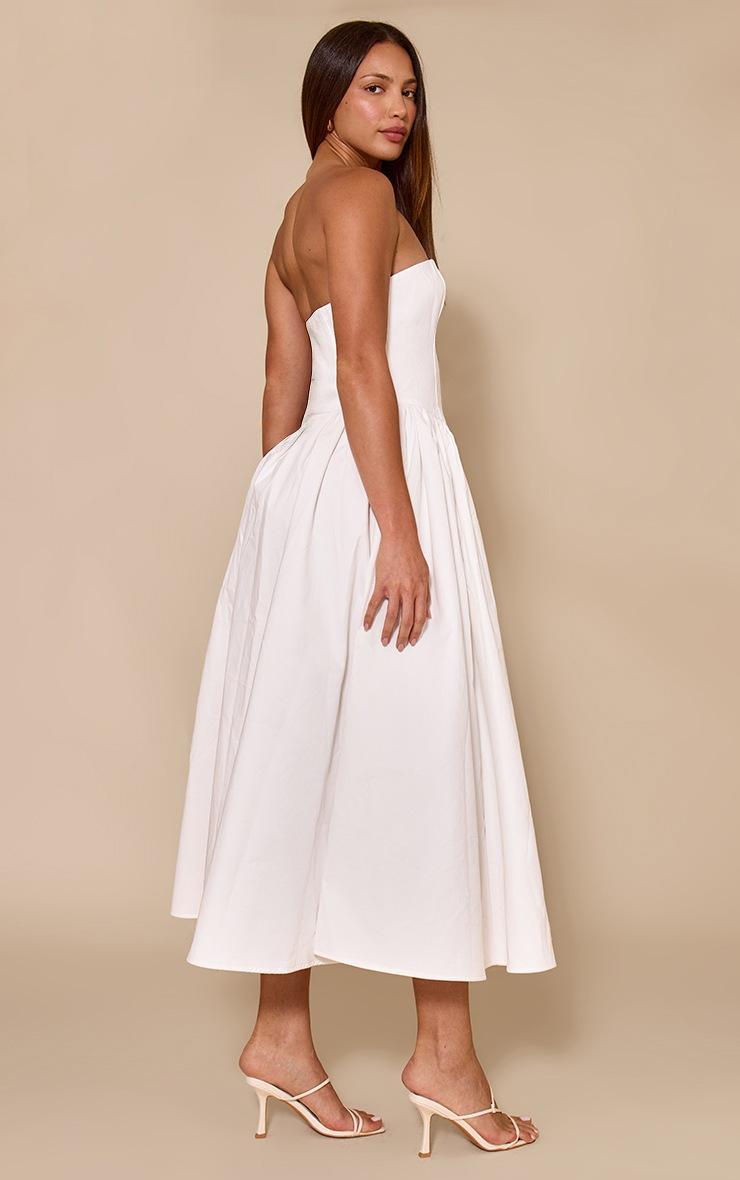 Pretty Little Thing Tall White Woven Bandeau Ruched Skater Midaxi Dress
