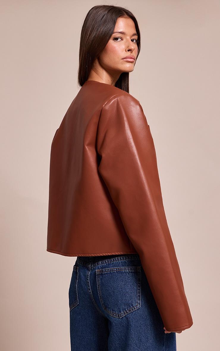 Pretty Little Thing Tan Pocket Detail Faux Leather Jacket