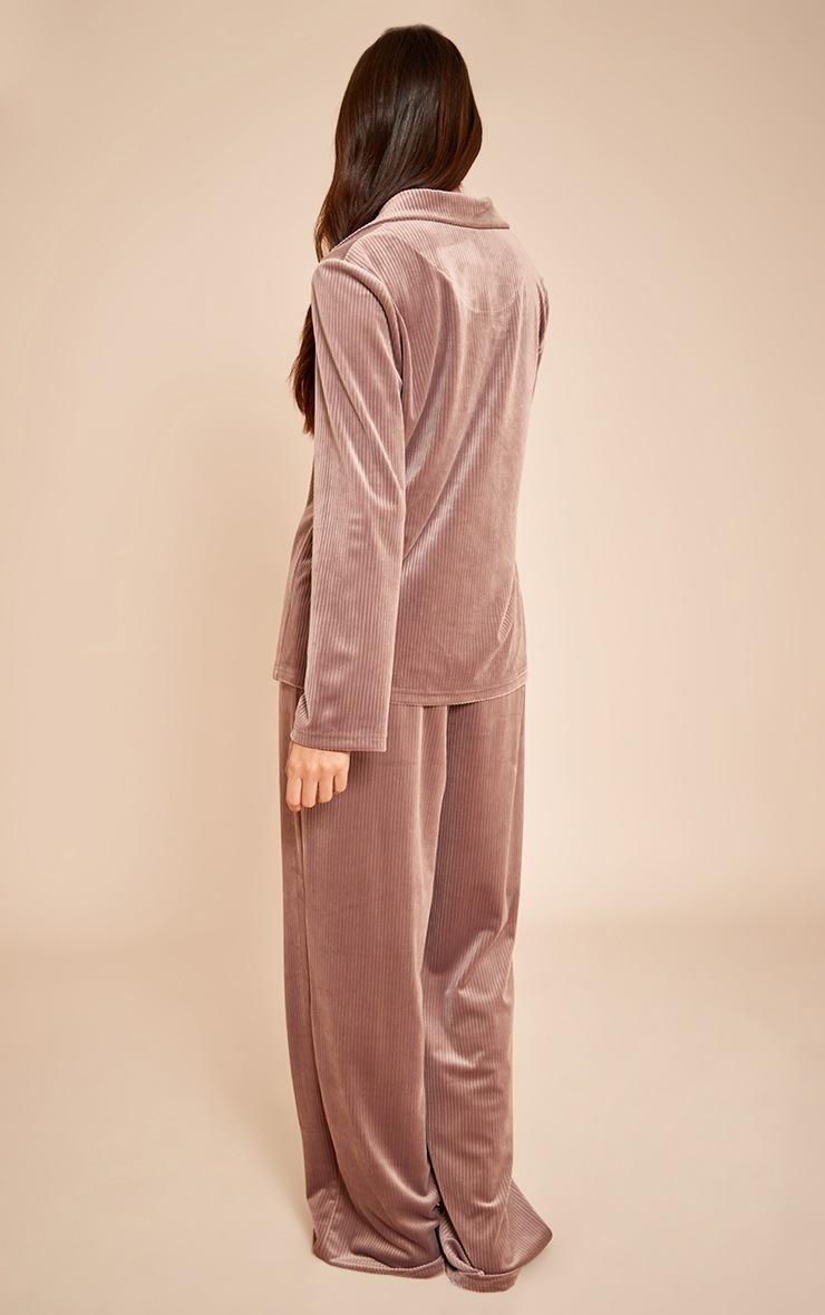 Pretty Little Thing Taupe Button Up Fleece Cord Style Pajama Set