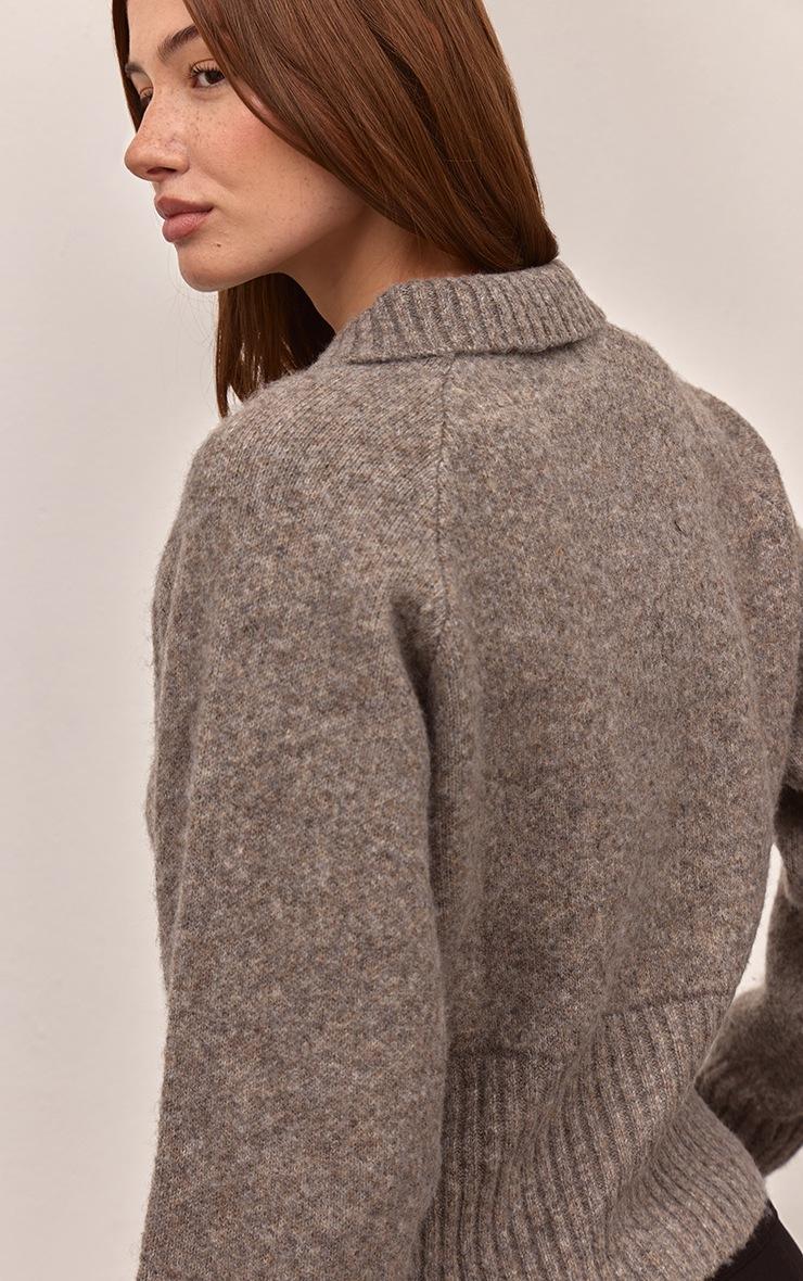 Pretty Little Thing Taupe Collared Waist Detail Knitted Cardigan