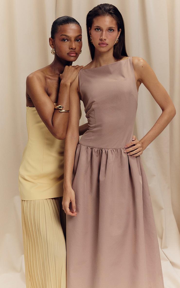 Pretty Little Thing Taupe Dropped Waist Midaxi Dress