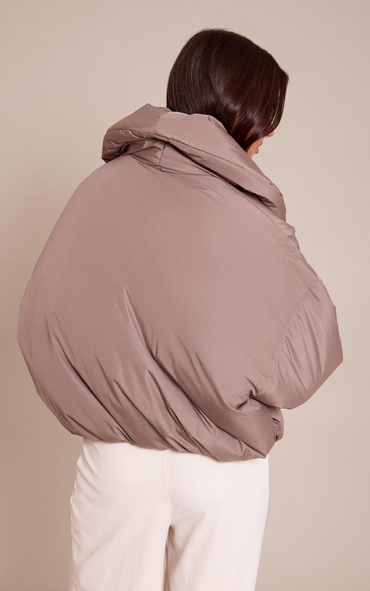 Pretty Little Thing Taupe Exaggerated Collar Shell Puffer Jacket