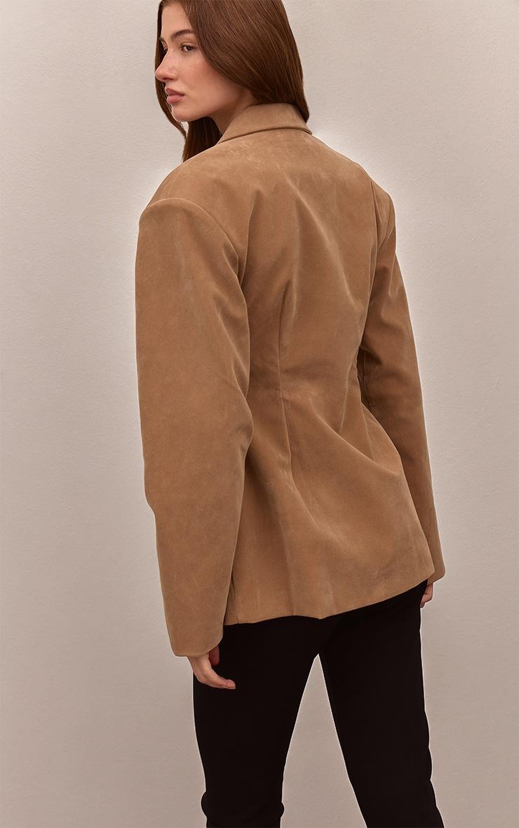 Pretty Little Thing Taupe Faux Suede Cinch Waist Blazer