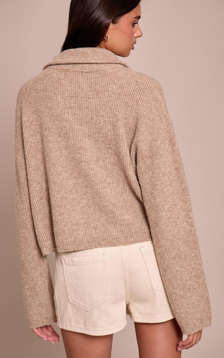 Pretty Little Thing Taupe Half Zip Soft Knit Sweater