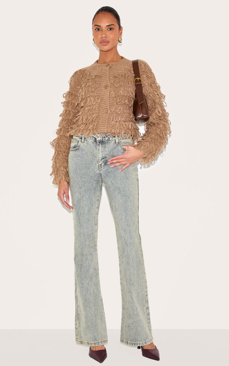 Pretty Little Thing Taupe Loop Knit Crew Neck Button Up Cardigan