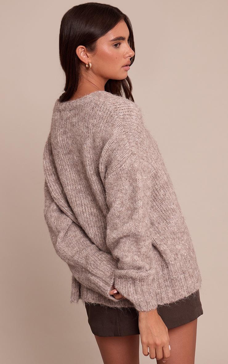 Pretty Little Thing Taupe Rib Detail Oversized Sweater