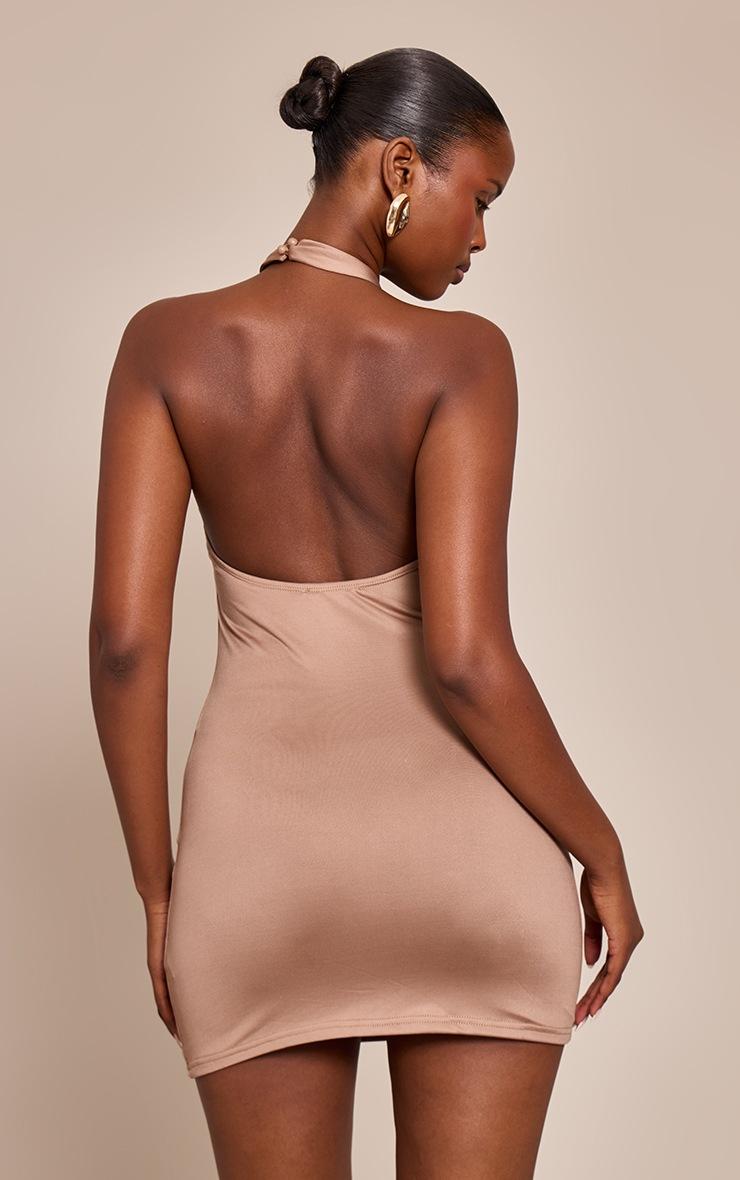 Pretty Little Thing Taupe Soft Touch Trim Detail Mini Dress