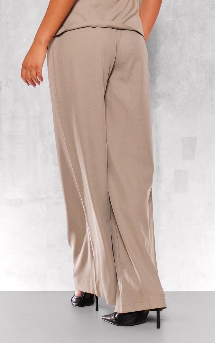 Pretty Little Thing Taupe Woven Tailored Wide Leg Pleated Pants