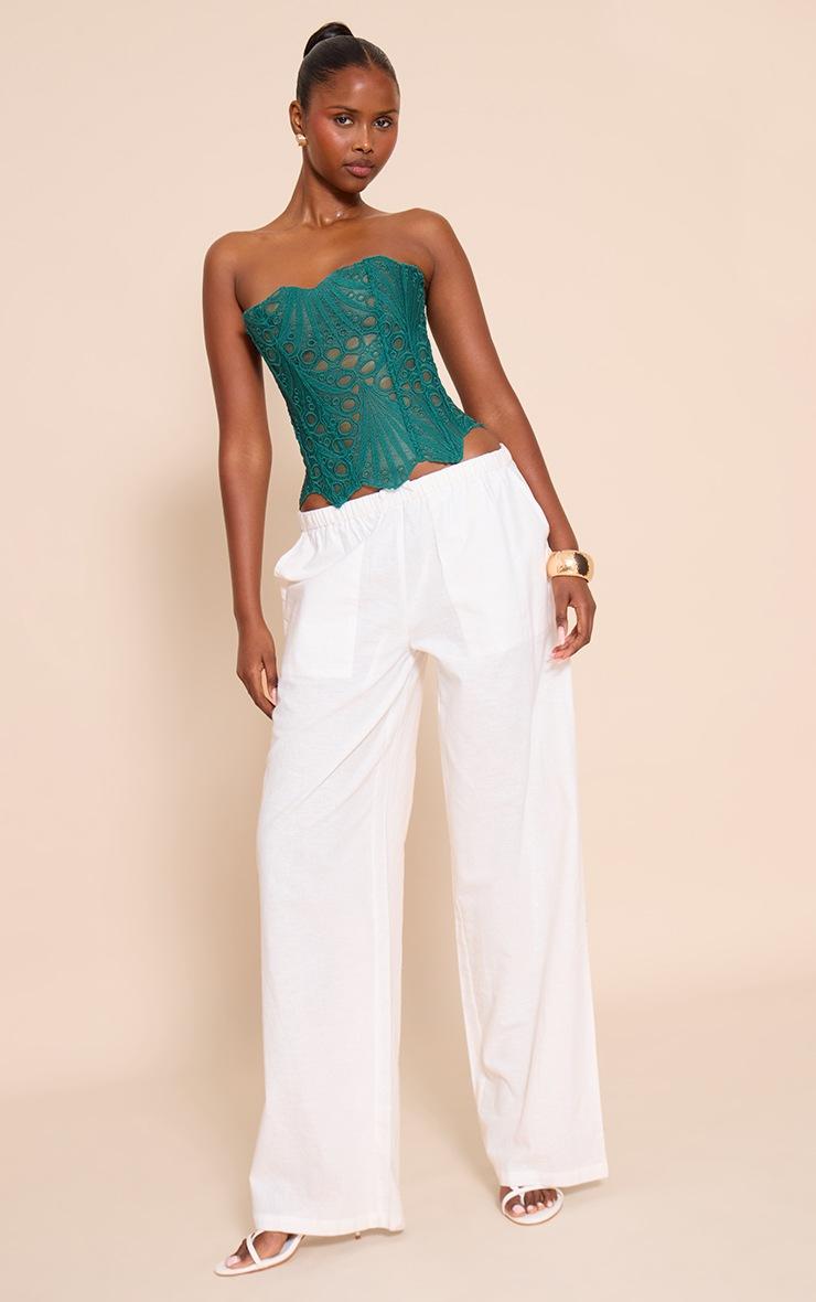 Pretty Little Thing Teal Textured Sheer Floral Lace Corset