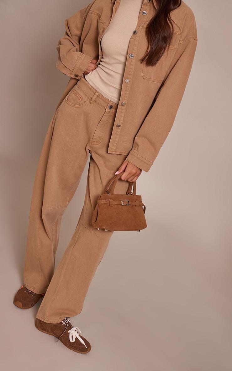 Pretty Little Thing Toffee Seam Detail Low Rise Barrel Jeans